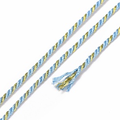 Bleu Ciel Clair Cordon filigrane polycoton, corde tressée, avec bobine en plastique, pour accrocher au mur, artisanat, emballage cadeau, lumière bleu ciel, 1.5mm, environ 21.87 yards (20m)/rouleau