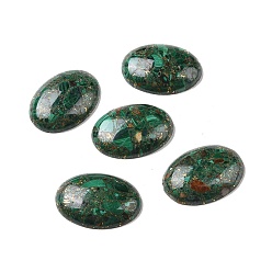 Malachite Natural Malachite Cabochons, with Gold Line, Oval, 30x22x6mm