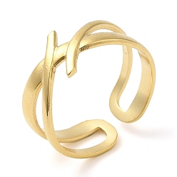 Chapado en Oro Real de 14K 304 anillo hueco abierto de acero inoxidable para mujer, real 14 k chapado en oro, diámetro interior: 17 mm