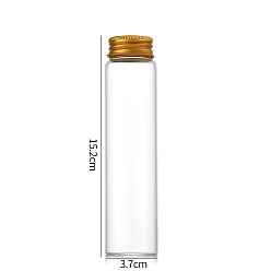 Oro Botellas de vidrio transparente contenedores de cuentas, tubos de almacenamiento de cuentas con tapa de rosca y tapa de aluminio, columna, dorado, 3.7x15 cm, capacidad: 125 ml (4.23 fl. oz)