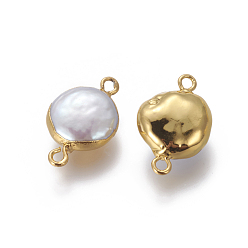 Doré  Connecteurs de liens de perles naturelles, avec les accessoires en laiton, nuggets, or, 20~25.5x12~15x5.5~8mm, Trou: 1.8mm