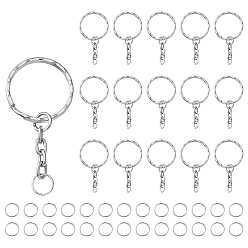 Platine 50 porte-clés fendus en fer, avec 50 anneaux de saut ouverts en fer, platine, porte-clés fendus: 45 mm, anneaux sautés: jauge 21, 8x0.7mm