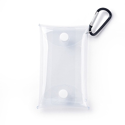Clear Waterproof Transparent PVC Key Clasp Storage Bags, with Aluminum Alloy Clasp and Plastic Button, for Earphone Coin Lipstick Cosmetic Accessories Organizer, Clear, 12x7.5x0.9cm