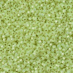(RR675) Silverlined Chartreuse Opal MIYUKI Round Rocailles Beads, Japanese Seed Beads, (RR675) Silverlined Chartreuse Opal, 11/0, 2x1.3mm, Hole: 0.8mm, about 1100pcs/bottle, 10g/bottle