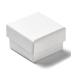 Blanco Cajas de sistema de la joyería de cartón, con la esponja en el interior, plaza, blanco, 5.1x5x3.1 cm