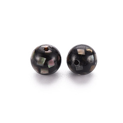 Black Resin Beads, with Lip Natural Black Shell, Round, Black, 8.5mm, Hole: 1mm