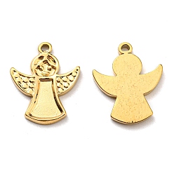 Golden Ion Plating(IP) 304 Stainless Steel Charms, Manual Polishing, Christmas Theme, Angel, Golden, 15x13x1.5mm, Hole: 1mm