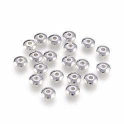 Platine  Perles de séparateur de style tibétain , sans plomb et sans cadmium, plat rond, platine, 6x2mm, Trou: 1.5mm
