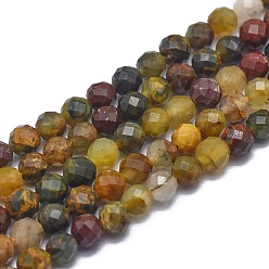 Pietersita Hilos de perlas de pietersita natural, facetados, rondo, 4 mm, agujero: 0.8 mm, sobre 91 unidades / cadena, 15.7 pulgada (40 cm)