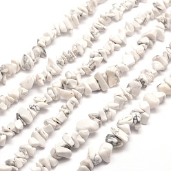 Howlite Brins de perles en copeaux de Howlite blanc synthétique, teint, 5~8x5~8mm, Trou: 1mm, environ 31.5 pouce
