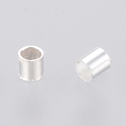 Серебро Зажимные бусины из латуни, без кадмия и без свинца, трубка, серебряные, 1.5x1.5 мм, отверстие : 1 мм