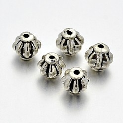 Antique Silver Tibetan Style Alloy Lantern Beads, Lead Free & Cadmium Free & Nickel Free, Antique Silver, 6x6mm, Hole: 1mm