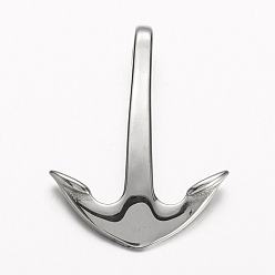 Stainless Steel Color 304 Stainless Steel Pendants, Anchor, Stainless Steel Color, 41x31x8mm, Hole: 5.5x7mm