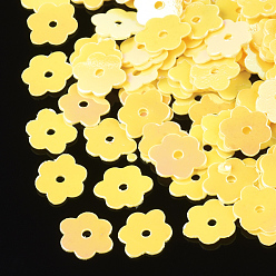Золотистый Аксессуары для орнаментов, пластиковые пайетки / блестки из пвх, цветок, золотые, 6x7~7.5x0.4 мм, Отверстие : 1 мм , около 35000 шт / 500 г