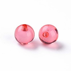 Light Coral Transparent Acrylic Beads, Bead in Bead, Round, Light Coral, 11.5x11mm, Hole: 2mm, about 520pcs/500g