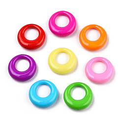 Color mezclado Colgantes de acrílico opacos, anillo, color mezclado, 25x7.5 mm, agujero: 12.5 mm, Sobre 260 unidades / 500 g