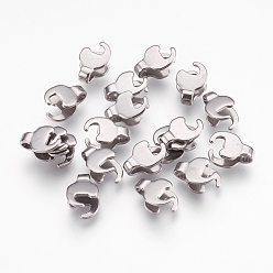 Stainless Steel Color 304 Stainless Steel Cord Ends, End Caps, Terminators, Ends For Chains, Stainless Steel Color, 11.5x8x5.5mm, Inner Diameter: 2~3mm