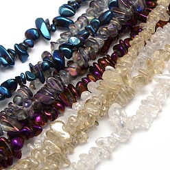 Mixed Color Electroplate Natural Quartz Crystal Beads Strands, Chips, Mixed Color, 6~12x4~6x3~6mm, Hole: 1mm, 15~16 inch