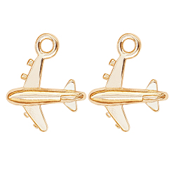 Real 18K Gold Plated Brass Airliner Charms, Passenger Airplane, Real 18K Gold Plated, 9.5x11.5x2mm, Hole: 1.2mm, 30pcs/box