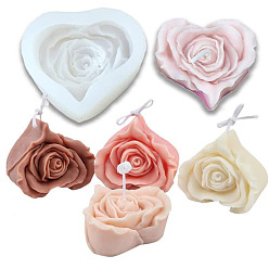Blanco Moldes para velas perfumadas, moldes de silicona corazón con flor, para el día de San Valentín, blanco, 7.5x7x3.5 cm