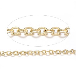 Золотой Ионное покрытие (ip) 304 кабельные цепи из нержавеющей стали, цепи с алмазной огранкой, несварные, граненые, с катушкой, овальные, золотые, 4x3x1 мм, около 32.8 футов (10 м) / рулон