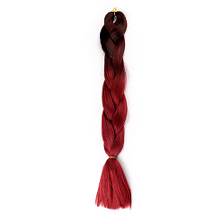 Dark Red Synthetic Jumbo Ombre Braids Hair Extensions, Crochet Twist Braids Hair for Braiding, Heat Resistant High Temperature Fiber, Wigs for Women, Dark Red, 24 inch(60.9cm)