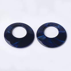 Dark Blue Acrylic Pendants, Imitation Gemstone Style, Flat Round, Dark Blue, 47x5mm, Hole: 2mm, about 100pcs/500g