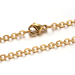 Oro 304 collares de cadena rolo de acero inoxidable, con cierre de langosta, dorado, 19.6 pulgada (50 cm), 2 mm
