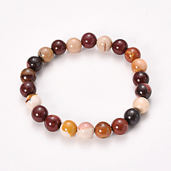 Mokaite Mookaite naturelle bracelets de perles extensibles, ronde, 2-1/8 pouces (55 mm), perle: 8~9 mm