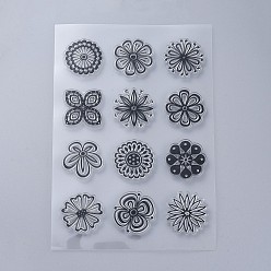 Flower Silicone Stamps, for DIY Scrapbooking, Photo Album Decorative, Cards Making, Stamp Sheets, Floral Pattern, 160x110x3mm