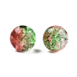 Vert Clair Transparent perles acryliques craquelés, ronde, vert clair, 8x7.5mm, Trou: 1.8mm, à propos de 1700pc / 500g