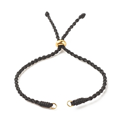 Golden Braided Polyester Cord Bracelet, with 201 Stainless Steel Beads, for Slider Bracelets Making, Golden, 10 inch(25.5cm), 2.5~4mm
