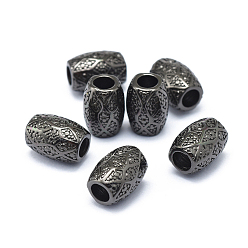 Bronze Perles en laiton, Perles avec un grand trou   , plaqué longue durée, baril, gris anthracite, 11.5x8mm, Trou: 4mm