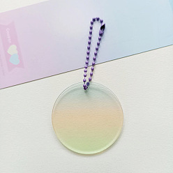Pale Goldenrod Gradient Color Transparent Acrylic Keychain Blanks, with Random Color Ball Chains, Flat Round, Pale Goldenrod