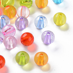 Couleur Mélangete Perles acryliques transparentes, ronde, couleur mixte, 12x11mm, Trou: 2.5mm, environ566 pcs / 500 g