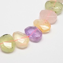 Mixed Stone Natural Mixed Stones Nuggets Strands, Faceted, 19~21x14~16x7mm, Hole: 1mm, about 26pcs/strand, 15.7 inch