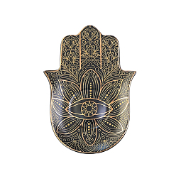 Black Porcelain Jewelry Plates, Hamsa Hand Shape Evil Eye Pattern Tray, Black, 160x115mm