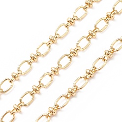 Real 18K Gold Plated Rack Plating Brass Oval & Knot Link Chains, Lead Free & Cadmium Free, Unwelded, with Spool, Real 18K Gold Plated, 8x6x1mm, 8.5x5x5mm