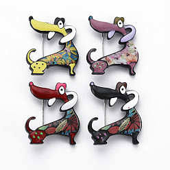 Mixed Color Dog Enamel Pin, Animal Alloy Brooch for Backpack Clothes, Electrophoresis Black, Nickel Free & Lead Free, Mixed Color, 43x37x11mm, pin: 0.8mm