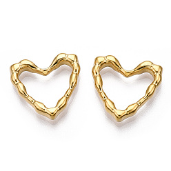 Real 18K Gold Plated Ion Plating(IP) 304 Stainless Steel Linking Ring, Bumpy, Heart, Real 18K Gold Plated, 18.5x19.5x4mm, Inner Diameter: 10x14.5mm