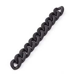 Black Handmade Spray Painted Acrylic Curb Chains, Quick Link Chains, Black, 22x16x5.3mm, 39.37 inces(1m)/strand