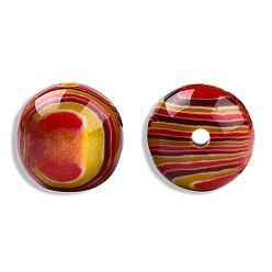Red Stripe Resin Beads, Glitter Powder, Round, Red, 16mm, Hole: 2~2.4mm