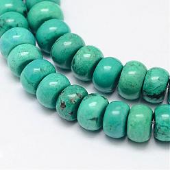 Howlite Natural Magnesite Bead Strands, Rondelle, Dyed & Heated, 6.5x4mm, Hole: 1mm, about 101pcs/strand, 15.7 inch(400mm).