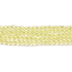 Jaune Verge D'or Chapelets de perles en verre transparentes  , ronde à facettes, jaune verge d'or clair, 2x2mm, Trou: 0.6mm, Environ 184 pcs/chapelet, 14.49'' (36.8 cm)