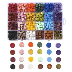 Mixed Color Sealing Wax Particles, for Retro Seal Stamp, Octagon, Mixed Color, 9mm, 24 colors, 25pcs/color, 600pcs/box