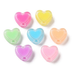 Couleur Mélangete Perles acryliques de coeur, Perle en bourrelet, couleur mixte, 7x8x4mm, Trou: 1.8mm, environ2777 pcs / 500 g