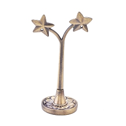 Античная Бронза Стеллаж для выставки товаров ювелирных изделий серьги сплава формы звезды, античная бронза, 38x60x100 мм