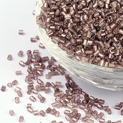 Púrpura 11/0 de dos granos de la semilla de cristal tallado, hexágono, plata forrada agujero redondo, púrpura, tamaño: cerca de 2.2 mm de diámetro, sobre 37500 unidades / libra