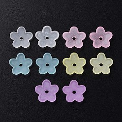 Mixed Color Transparent Acrylic Beads, Frosted, Flower, Mixed Color, 12.5x13x2.5mm, Hole: 1.8mm, about 2439pcs/500g
