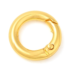 Real 18K Gold Plated Rack Plating Brass Spring Gate Rings, Round Ring, Lead Free & Cadmium Free, Long-Lasting Plated, Real 18K Gold Plated, 6 Gauge, 20x4mm